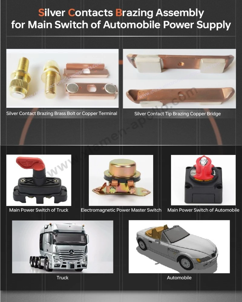 Electrical Contact Brazed Stamping Components for Automobile Power Main Switch Electrical Contact Brazed Stamping Components for Automobile Power Main Switch