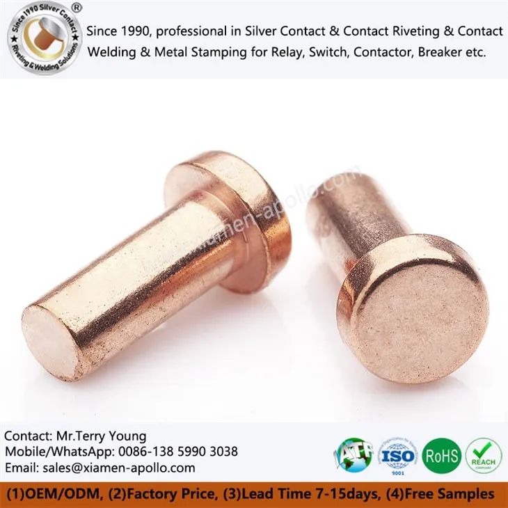 Contatos elétricos de cobre puro