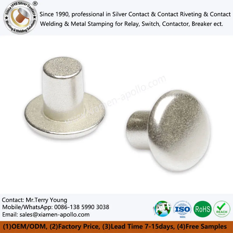Rebite de contato de prata sólido