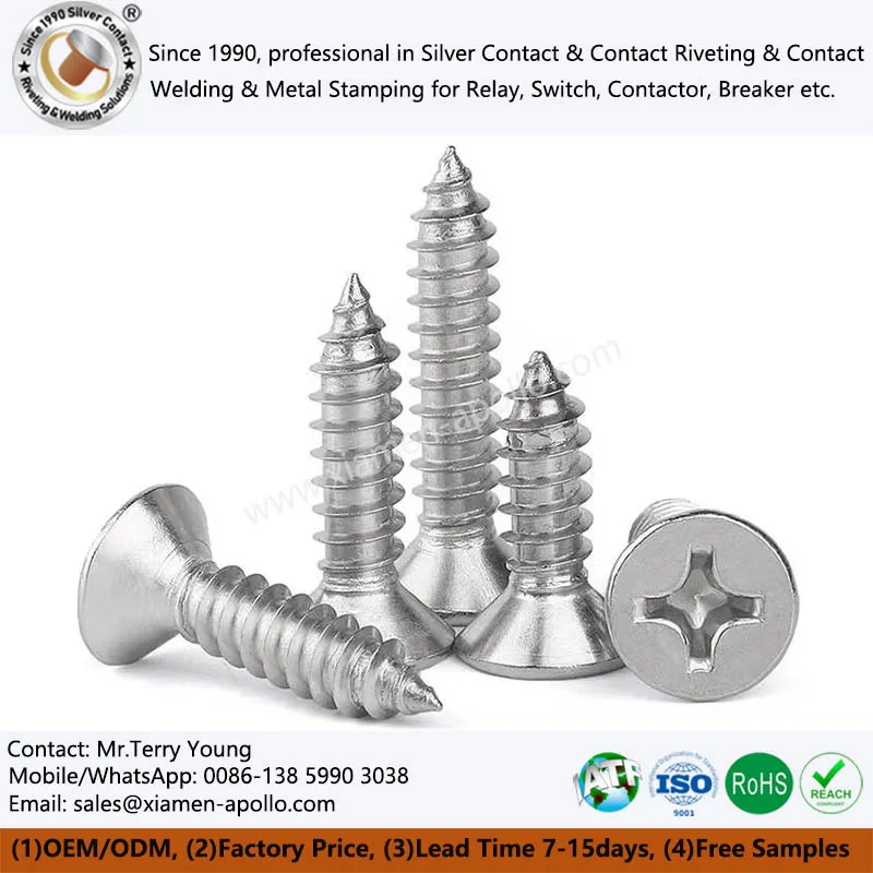 Parafusos escareados de aço inoxidável